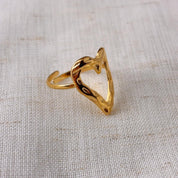 A Place in my Heart Gold Textured Hollow Heart Ring