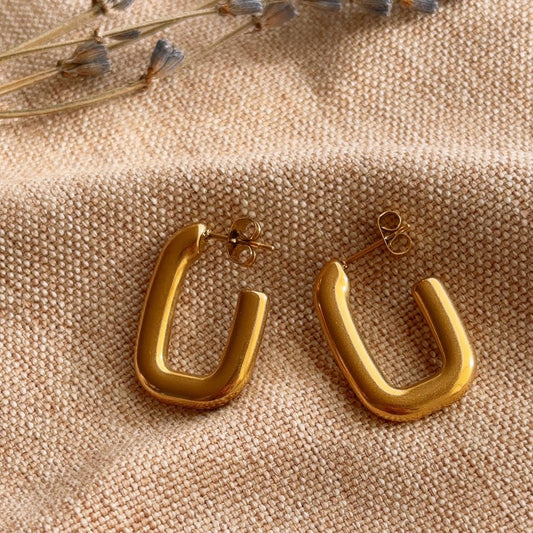 Polished hoop stud earring