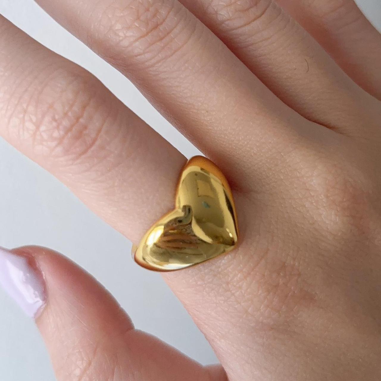 Love Heart chunky gold open ring