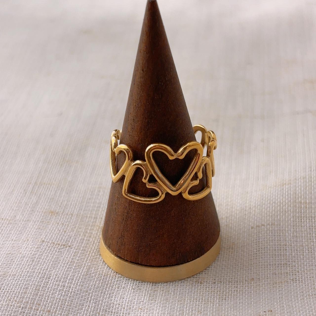 Emilia Gold Hollow Hearts Open Ring