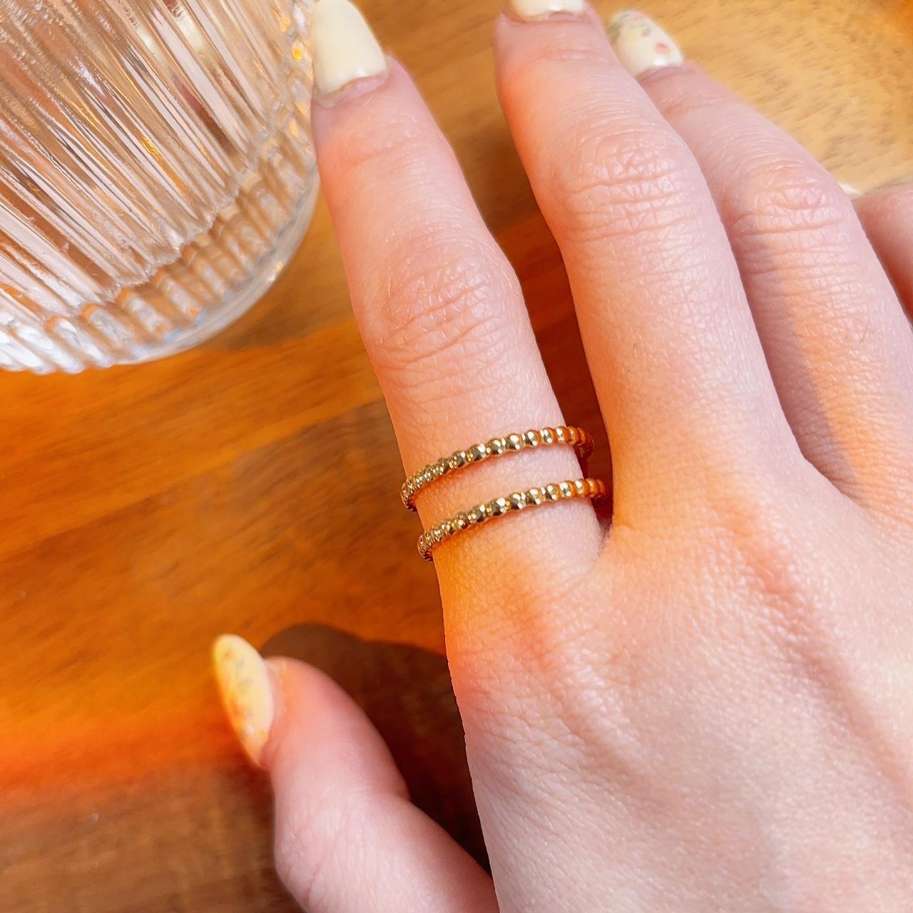 Peace gold double beaded open ring