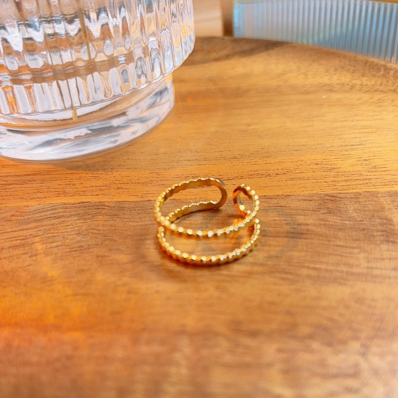 Peace gold double beaded open ring