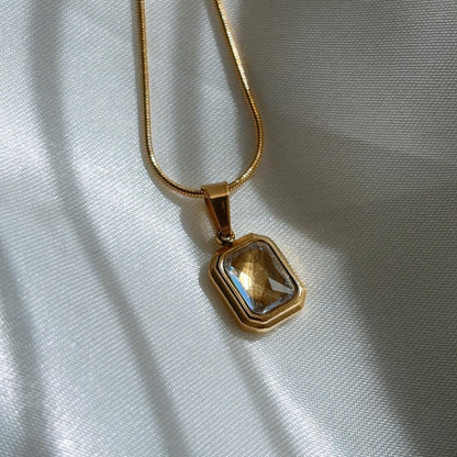 Phoebe clear gem gold necklace