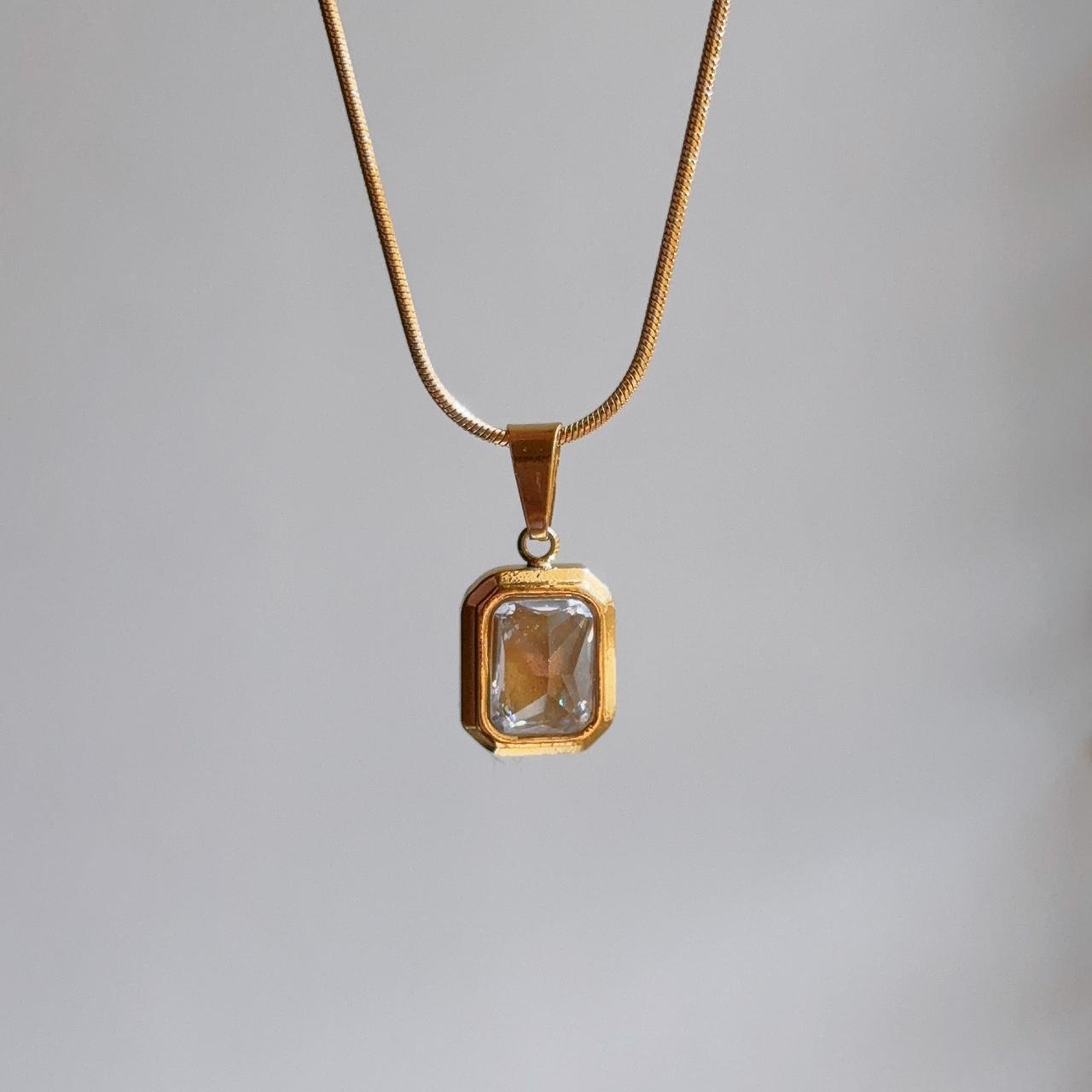 Phoebe clear gem gold necklace