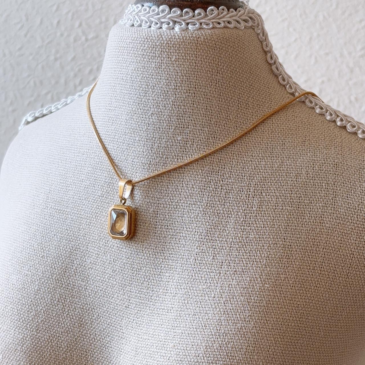 Phoebe clear gem gold necklace