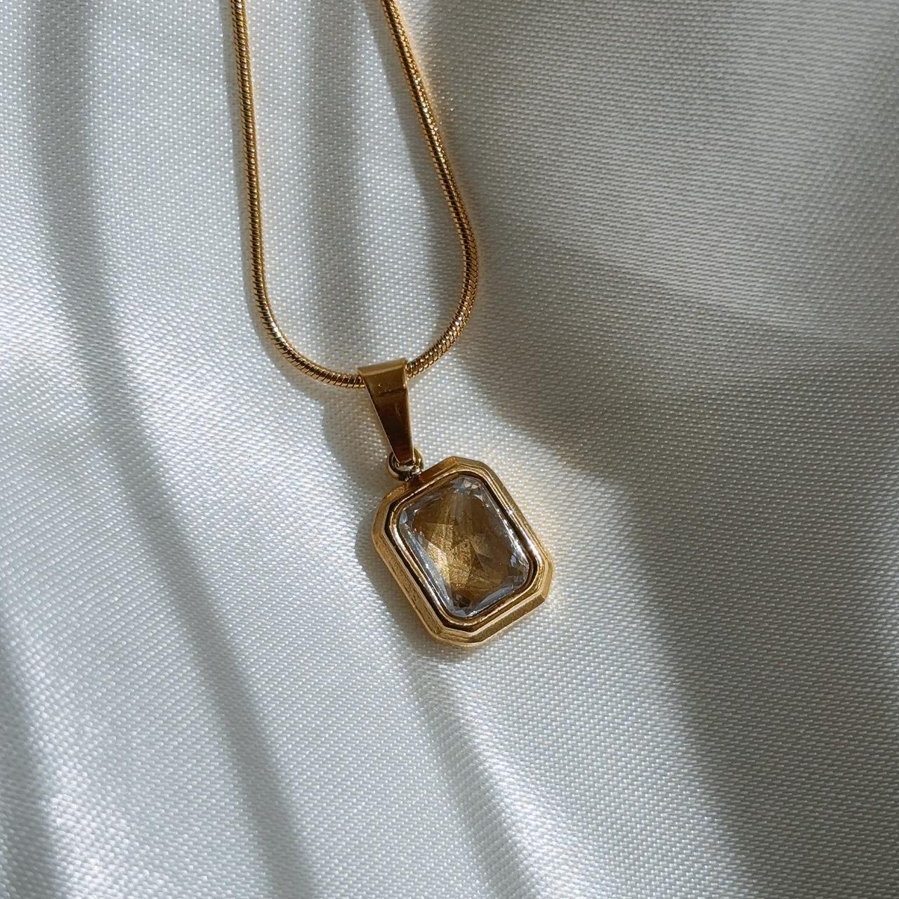 Phoebe clear gem gold necklace