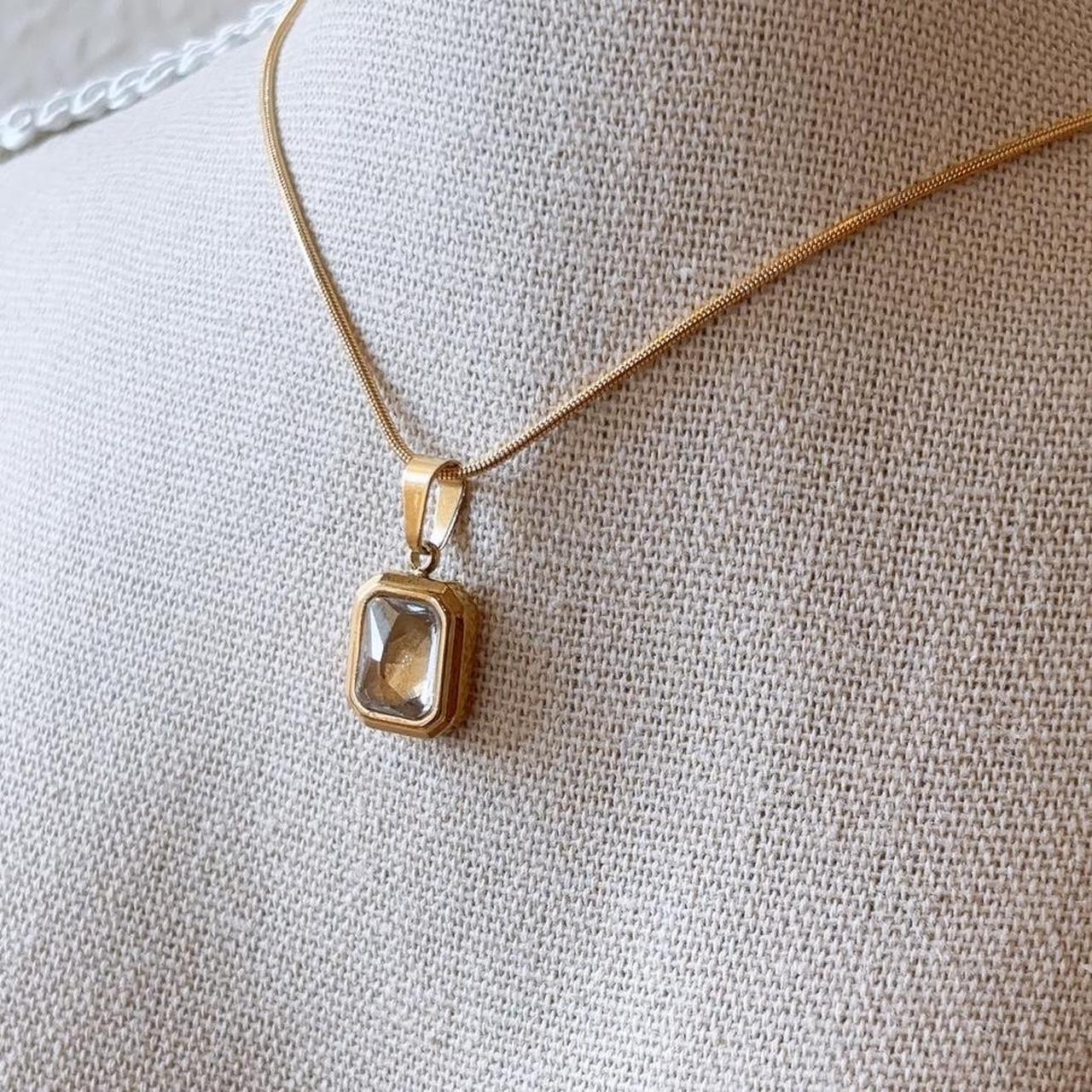 Phoebe clear gem gold necklace