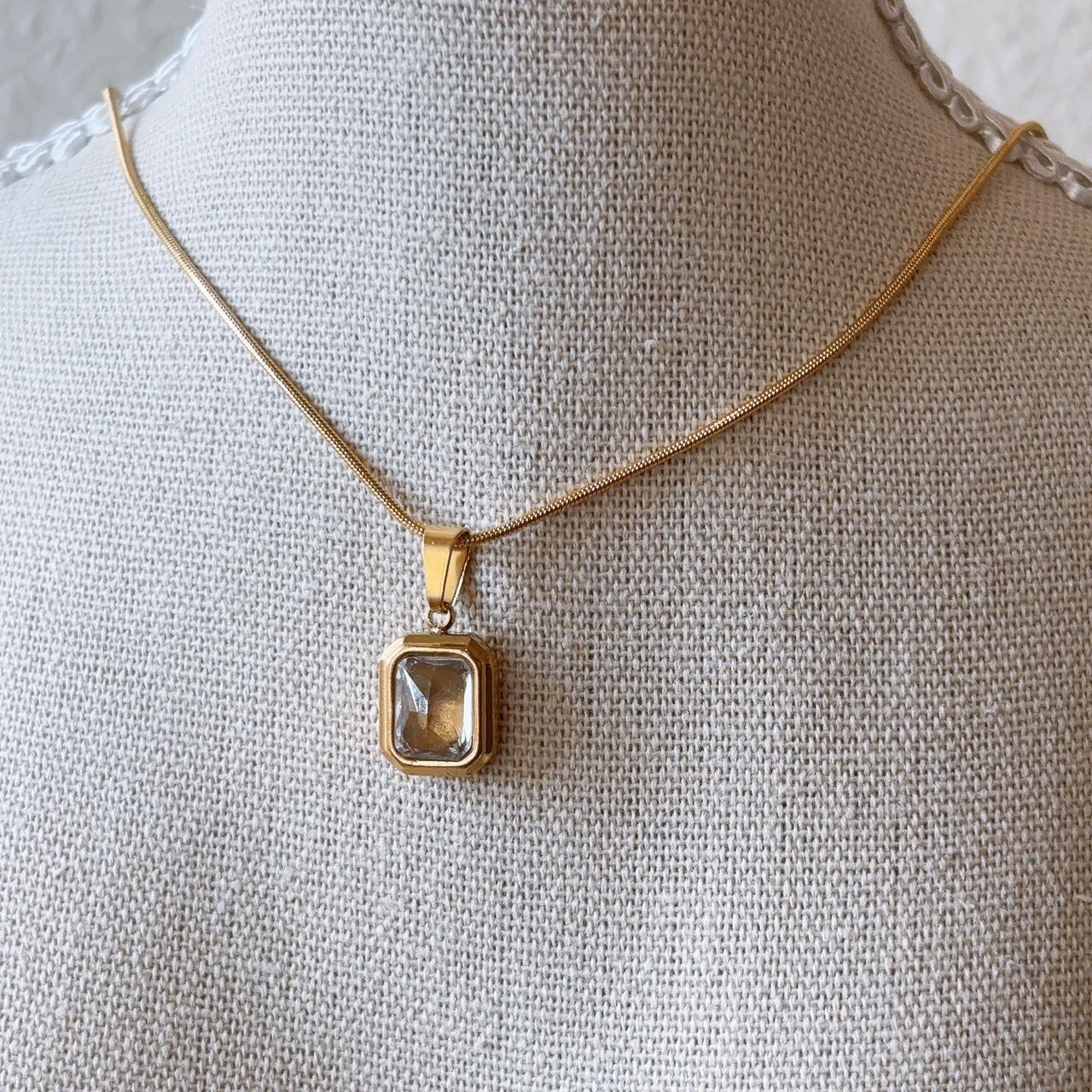 Phoebe clear gem gold necklace