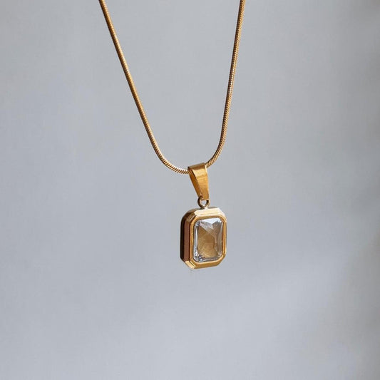 Phoebe clear gem gold necklace