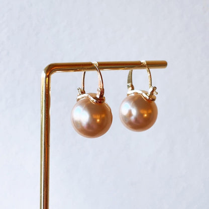 Posecco Pink golden pearl hoop earring