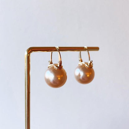 Posecco Pink golden pearl hoop earring