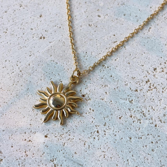 Rapunzel sun pendant gold necklace