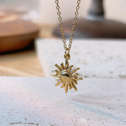 Rapunzel sun pendant gold necklace