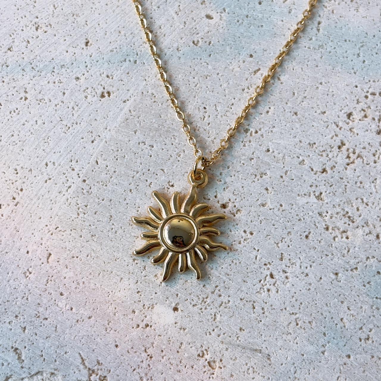 Rapunzel sun pendant gold necklace