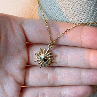 Rapunzel sun pendant gold necklace