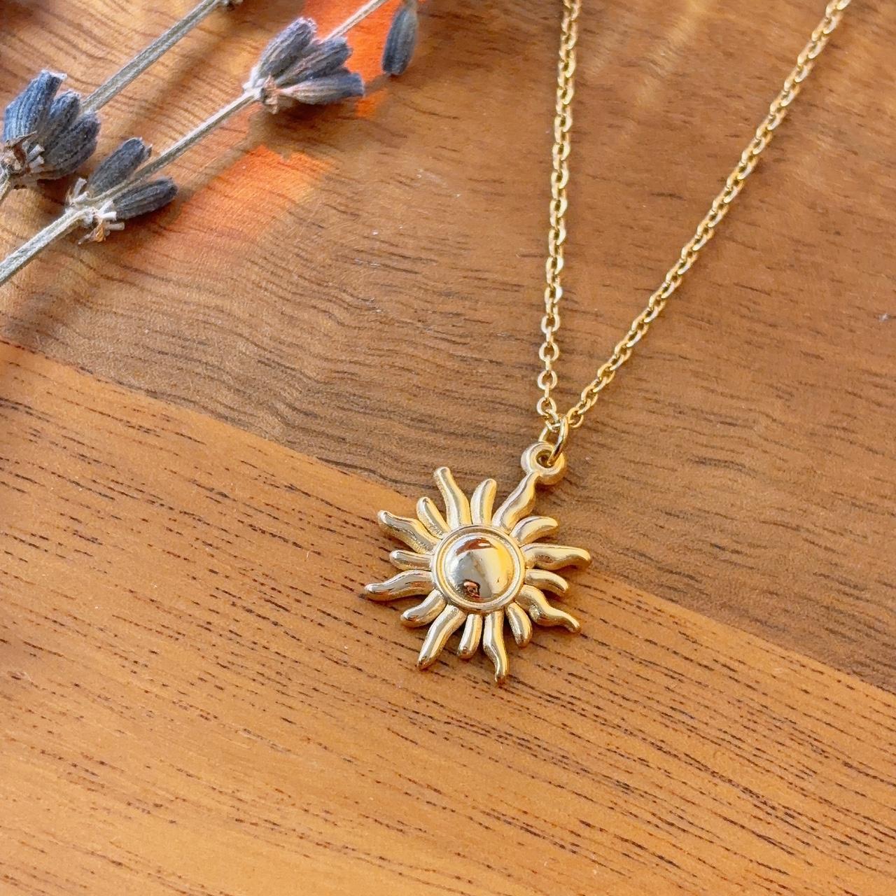 Rapunzel sun pendant gold necklace