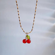 Summer Cherry Pendant Gold Necklace