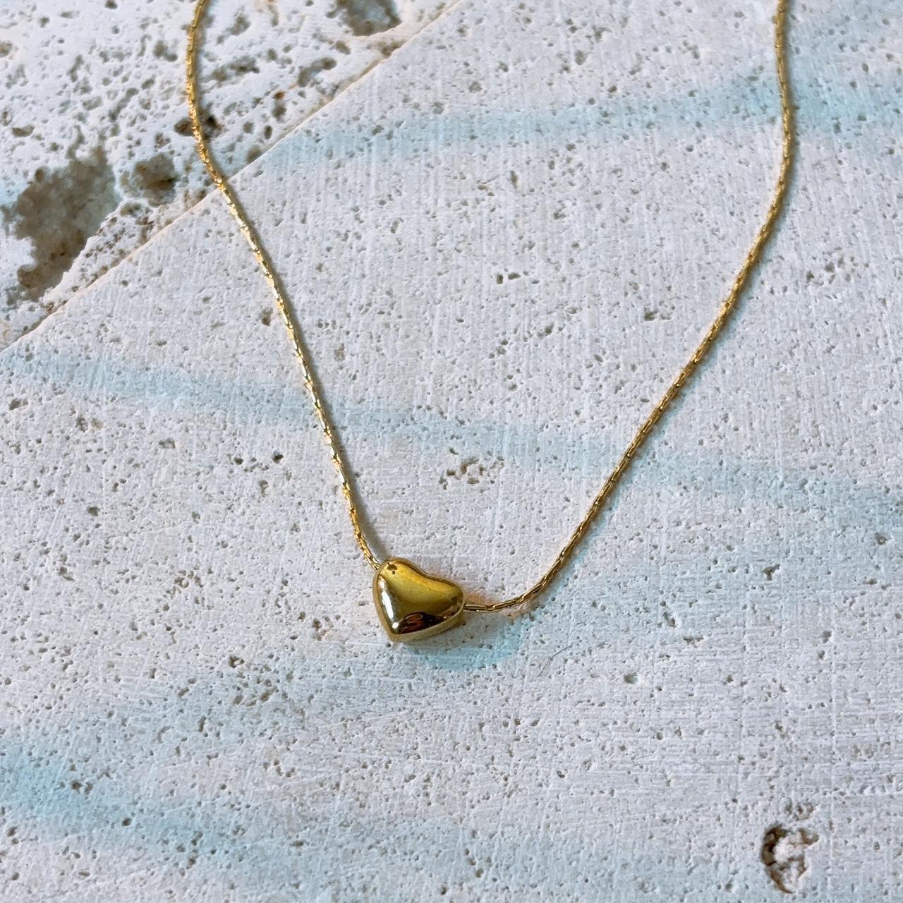 Teeny tiny heart pendant gold necklace