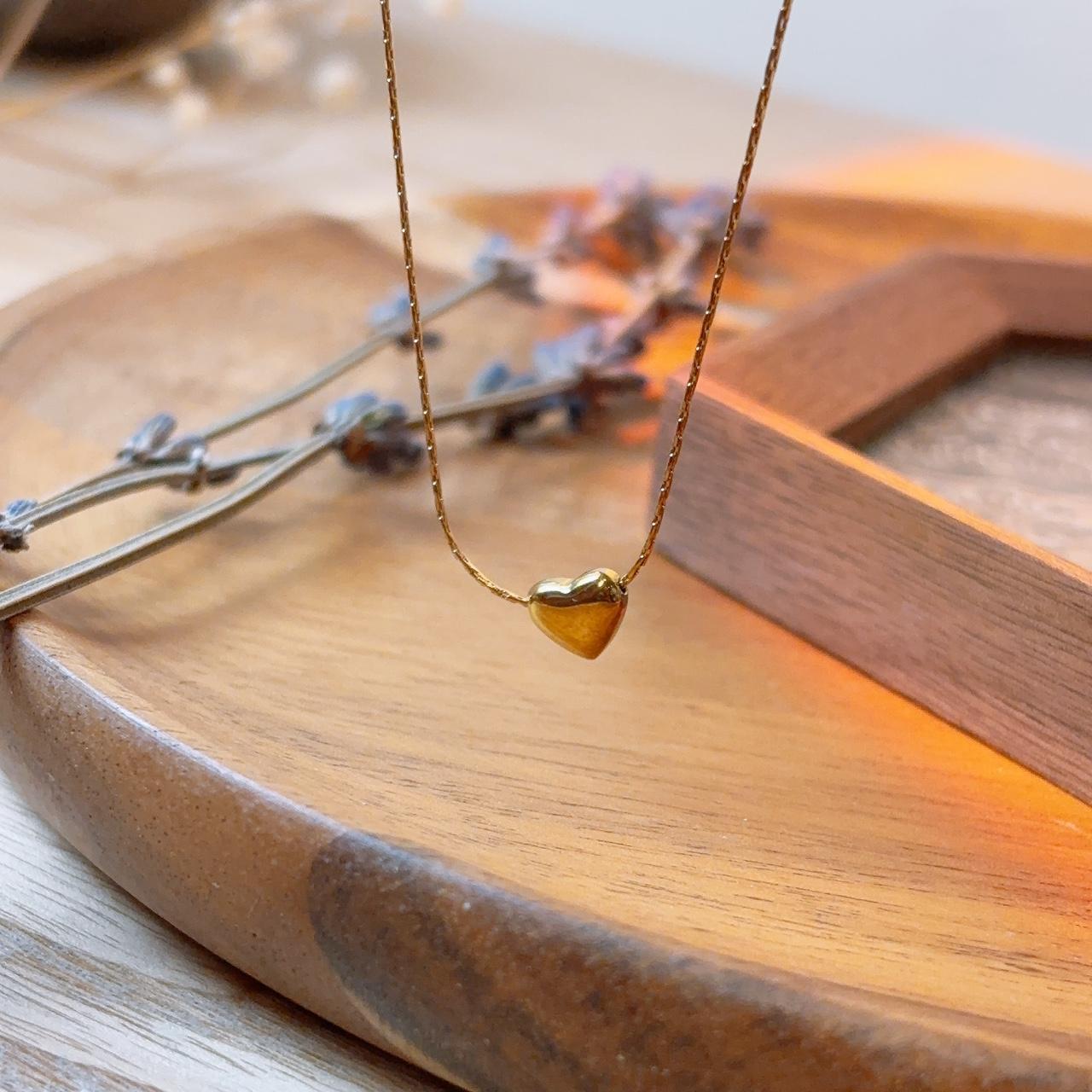 Teeny tiny heart pendant gold necklace