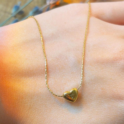 Teeny tiny heart pendant gold necklace