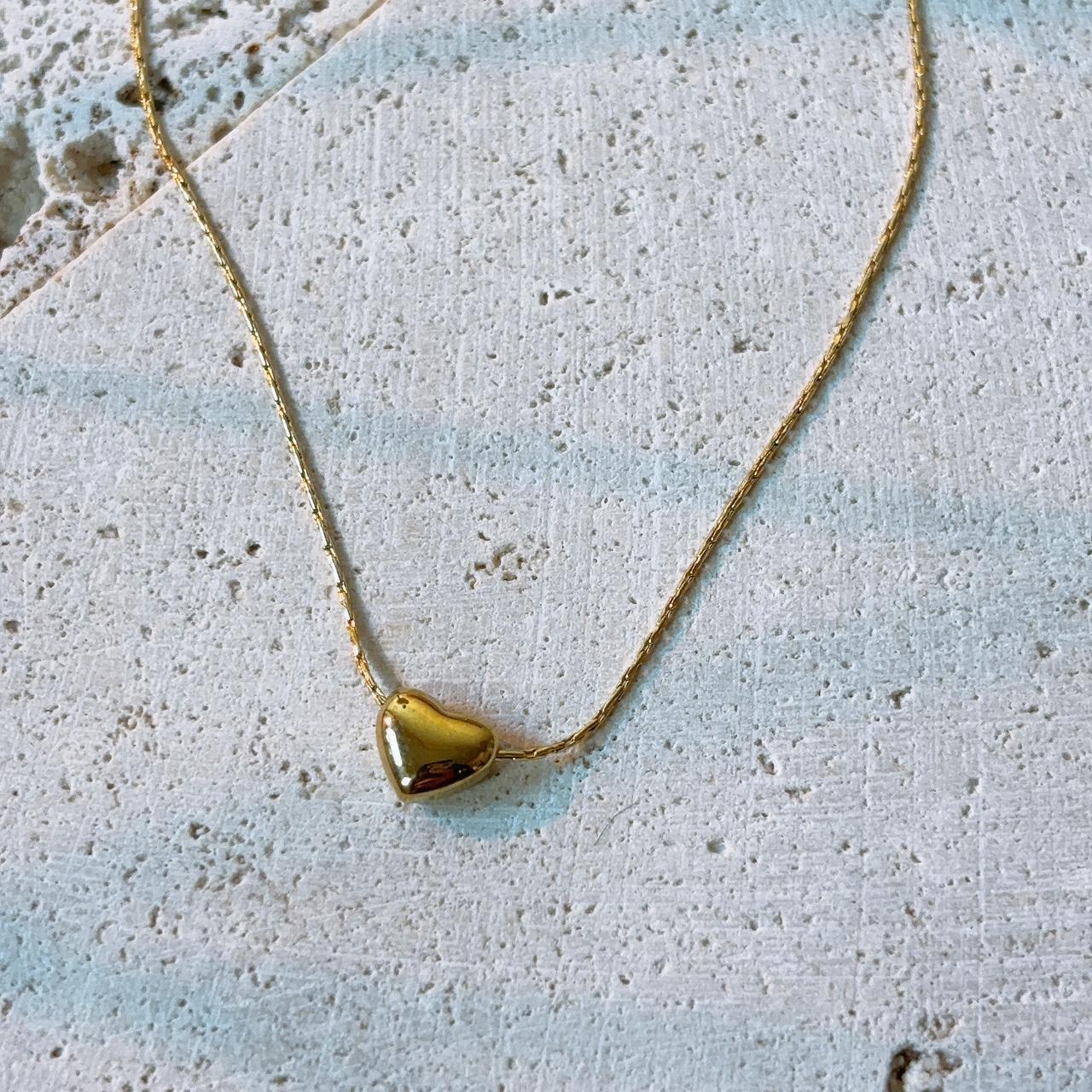 Teeny tiny heart pendant gold necklace