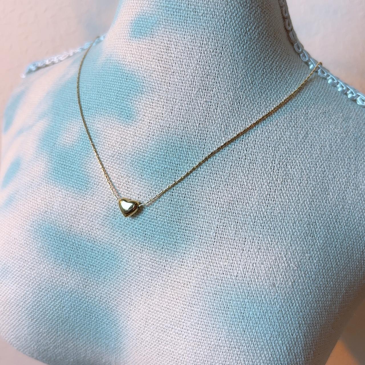 Teeny tiny heart pendant gold necklace