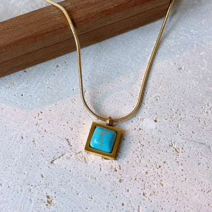 Teya turquoise pendant gold necklace