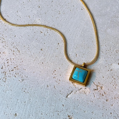 Teya turquoise pendant gold necklace