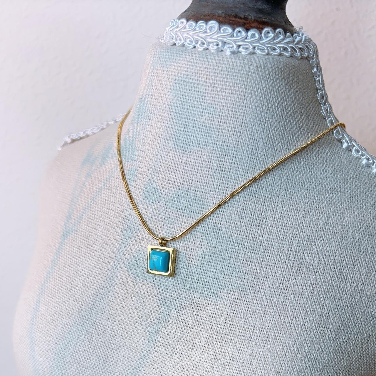 Teya turquoise pendant gold necklace