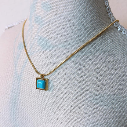 Teya turquoise pendant gold necklace