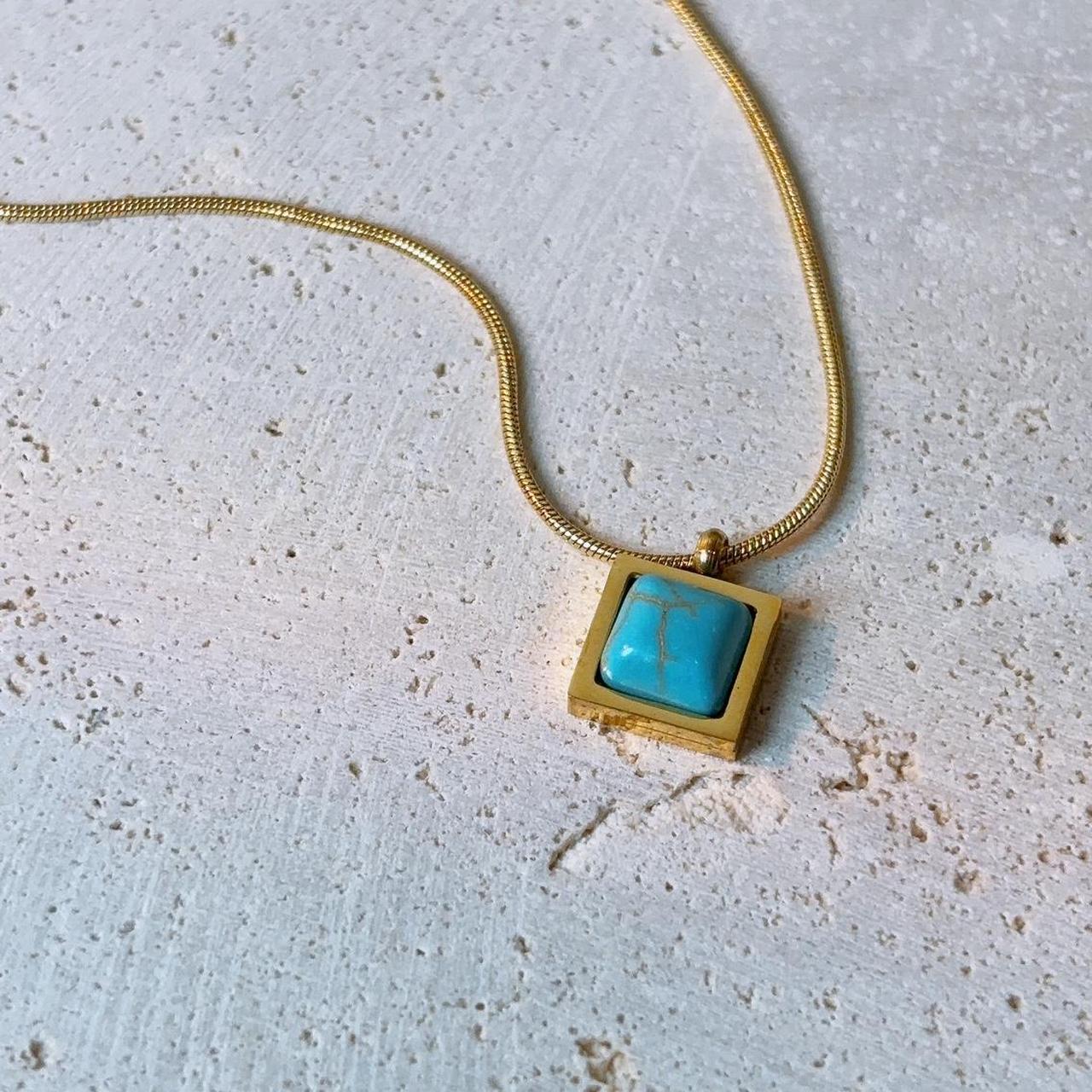 Teya turquoise pendant gold necklace