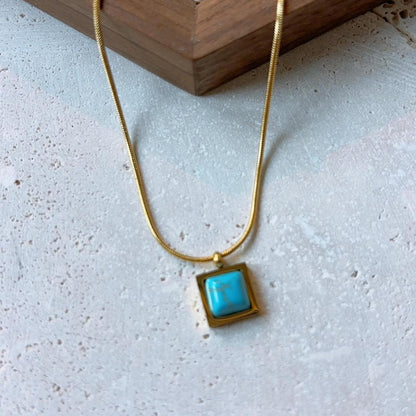 Teya turquoise pendant gold necklace