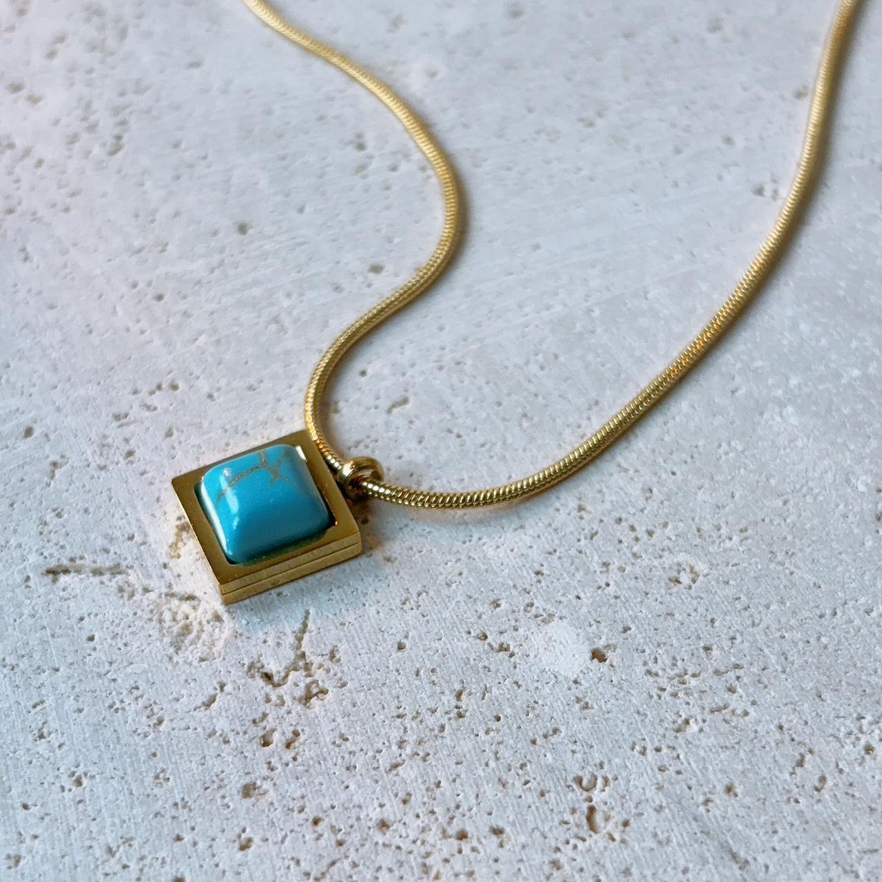 Teya turquoise pendant gold necklace