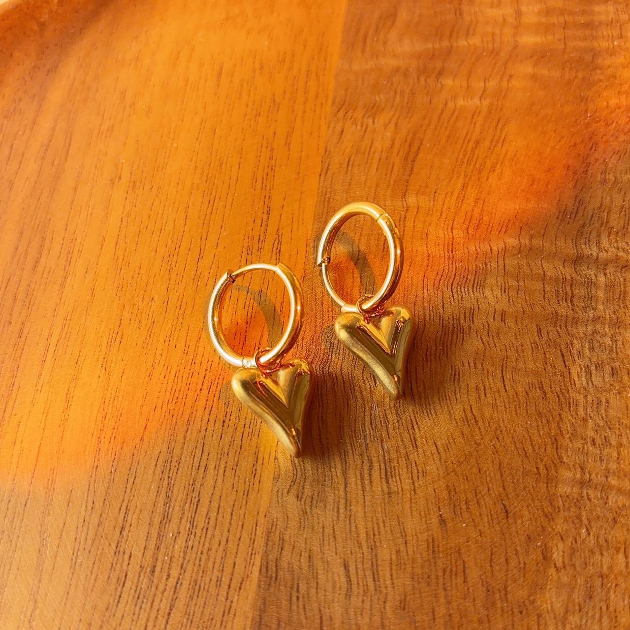 Valentine Heart Hoop Gold Earrings