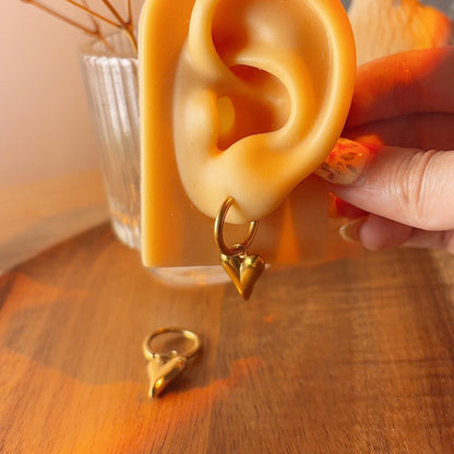 Valentine heart hoop gold earrings