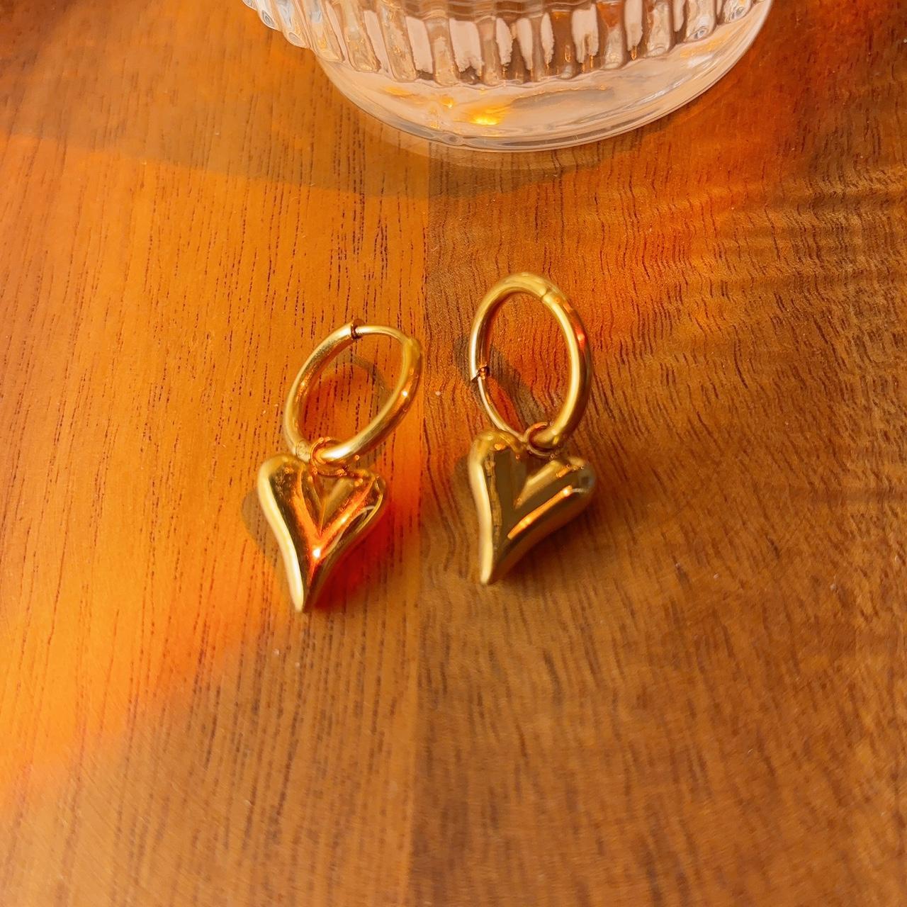 Valentine Heart Hoop Gold Earrings