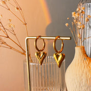 Valentine Heart Hoop Gold Earrings