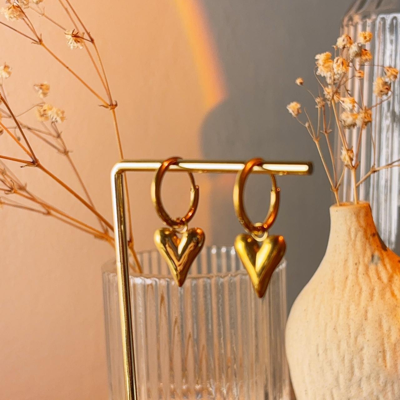 Valentine heart hoop gold earrings