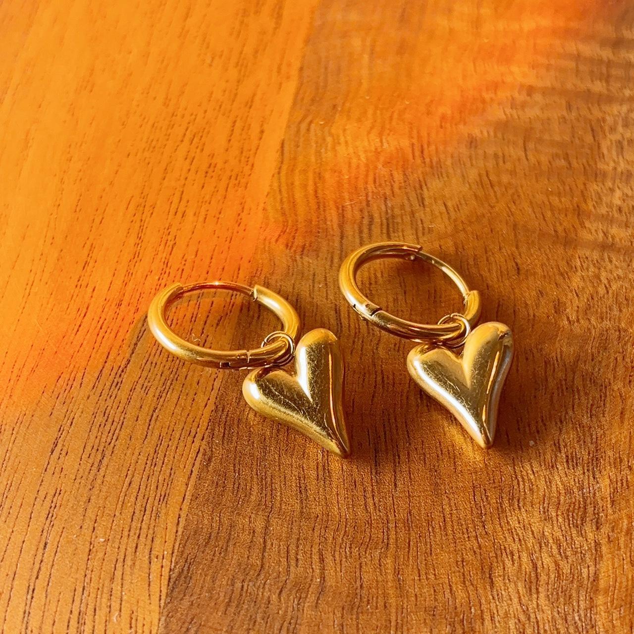 Valentine heart hoop gold earrings