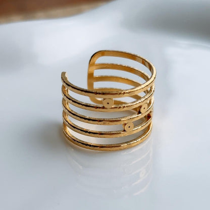 Vel multi layer gold open ring