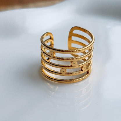 Vel multi layer gold open ring