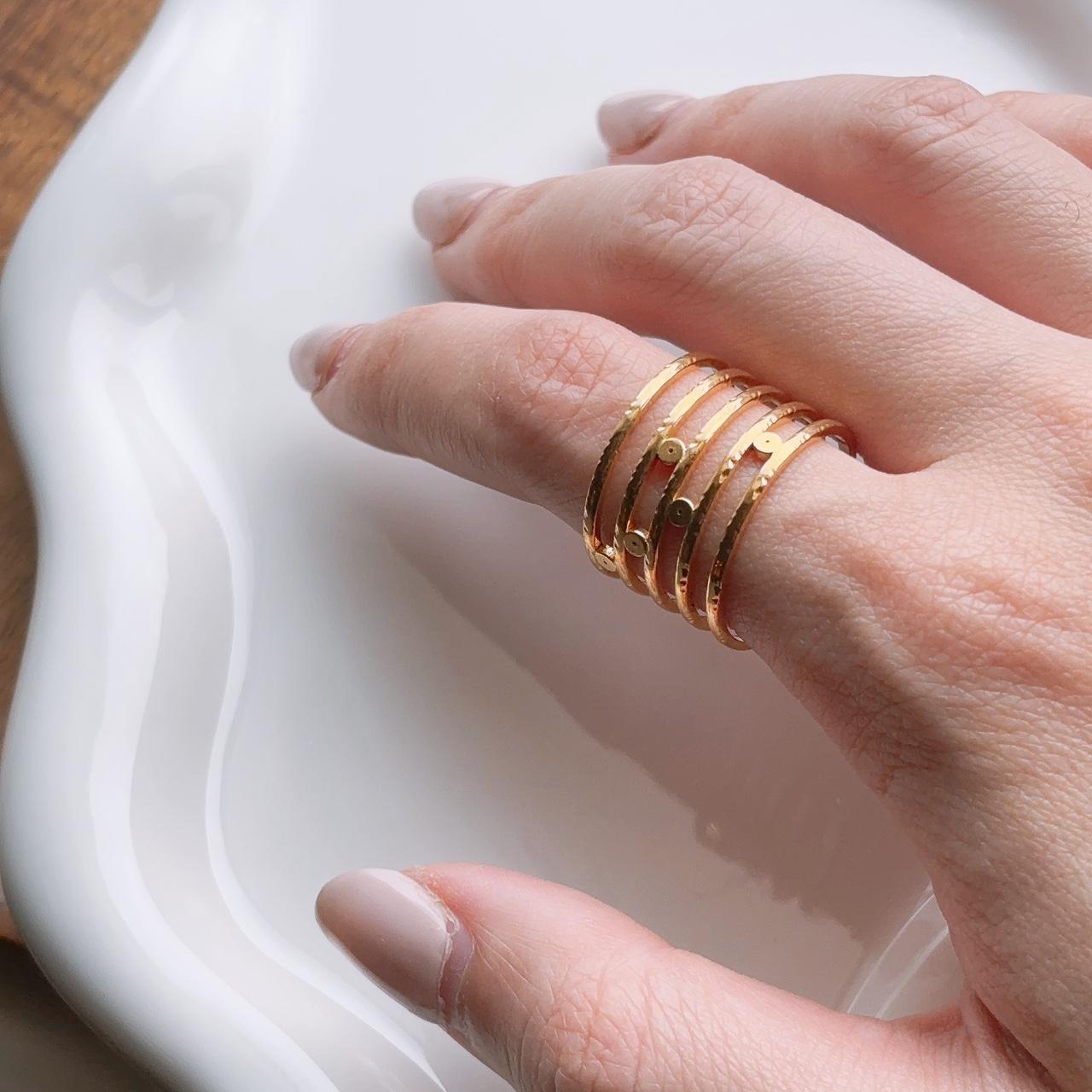 Vel multi layer gold open ring