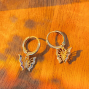 Wonderlust Colorful Gemstone Butterfly Dainty Huggie Earrings