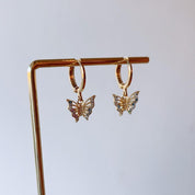 Wonderlust Colorful Gemstone Butterfly Dainty Huggie Earrings