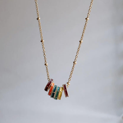 Zephyr colourful enamel gold necklace