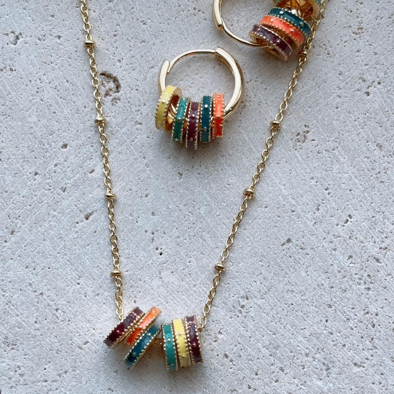 Zephyr colourful enamel gold necklace