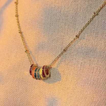 Zephyr colourful enamel gold necklace