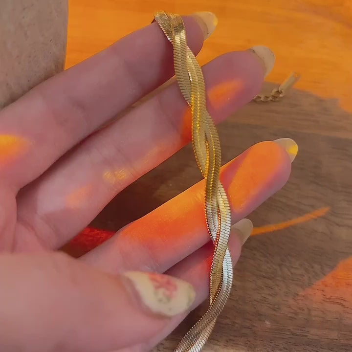 Intertwine Twisted Snake Chain Gold Bracelet