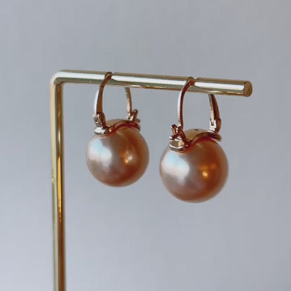 Posecco Pink golden pearl hoop earring