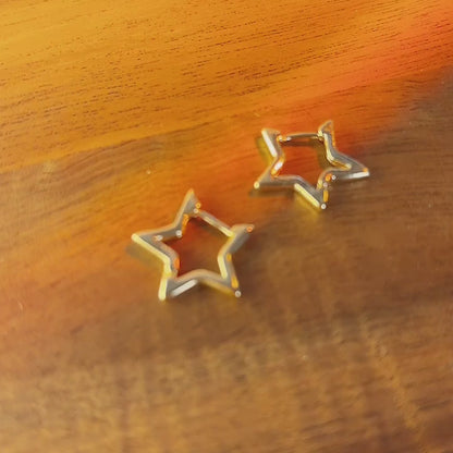 Galini Star gold hoop earrings